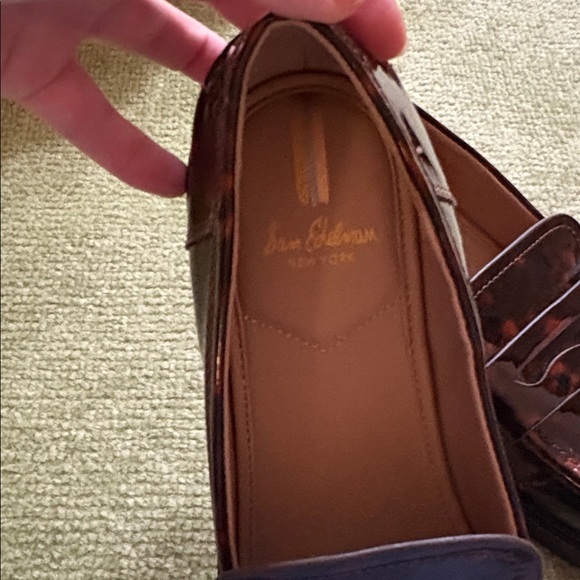 Sam Edelman Tortoise Shell Patent Leather Pattern Loafers - Picture 2 of 3